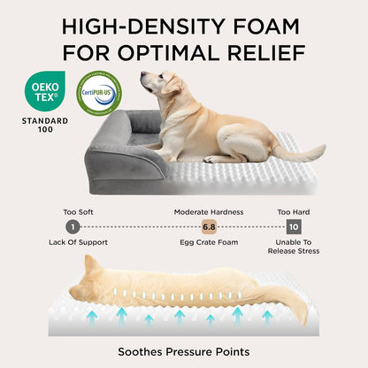 Orthopedic Dog Bed Medium Size Dogs - Washable Medium Dog Cat Bed Waterproof, Comfort Pet Couch Sofa with Washable Removable Cover, Pets Bed with Nonskid Bottom, Grey, 28"