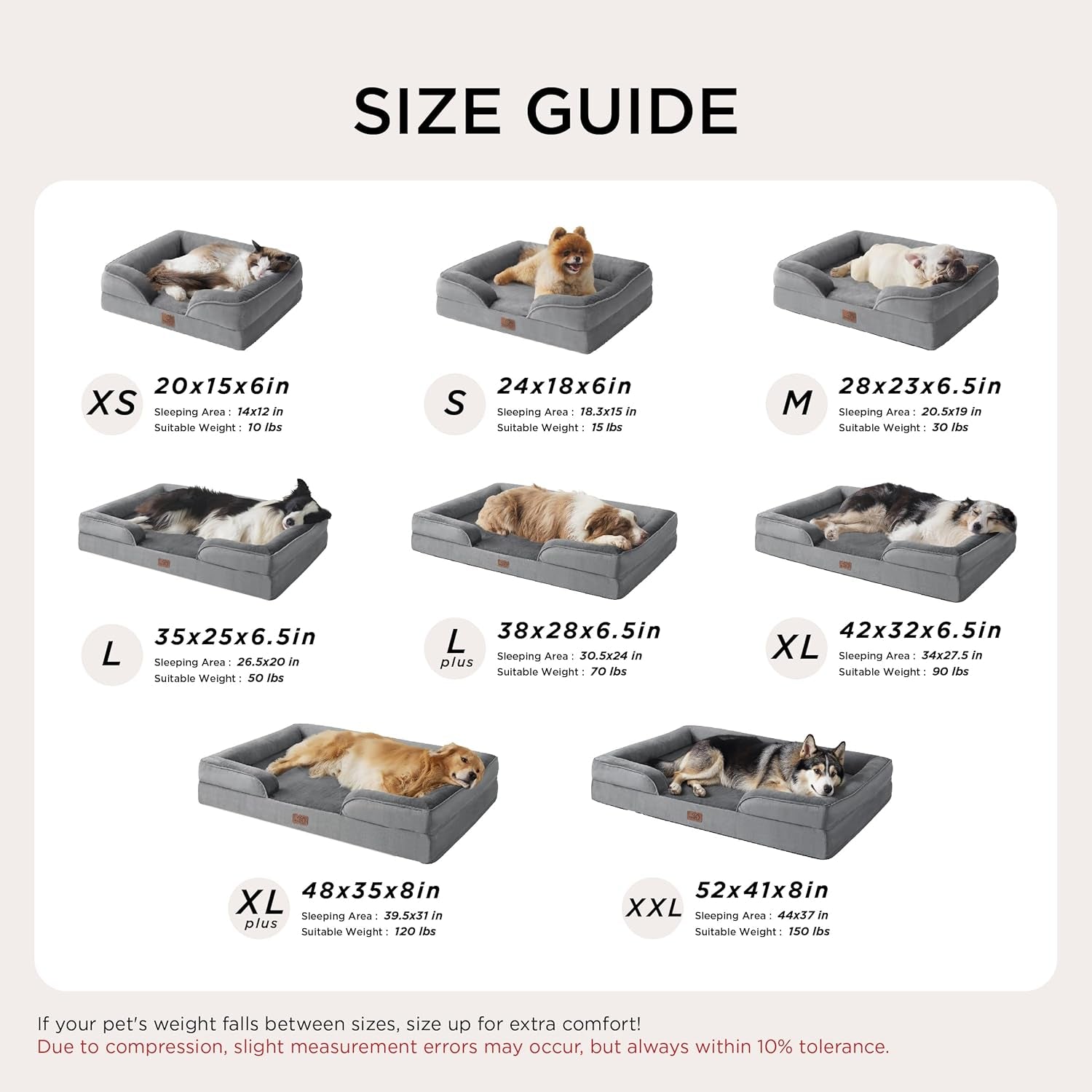 Orthopedic Dog Bed Medium Size Dogs - Washable Medium Dog Cat Bed Waterproof, Comfort Pet Couch Sofa with Washable Removable Cover, Pets Bed with Nonskid Bottom, Grey, 28"