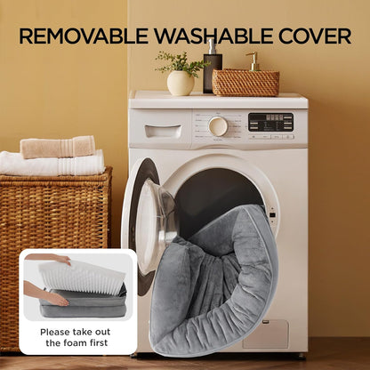 Orthopedic Dog Bed Medium Size Dogs - Washable Medium Dog Cat Bed Waterproof, Comfort Pet Couch Sofa with Washable Removable Cover, Pets Bed with Nonskid Bottom, Grey, 28"
