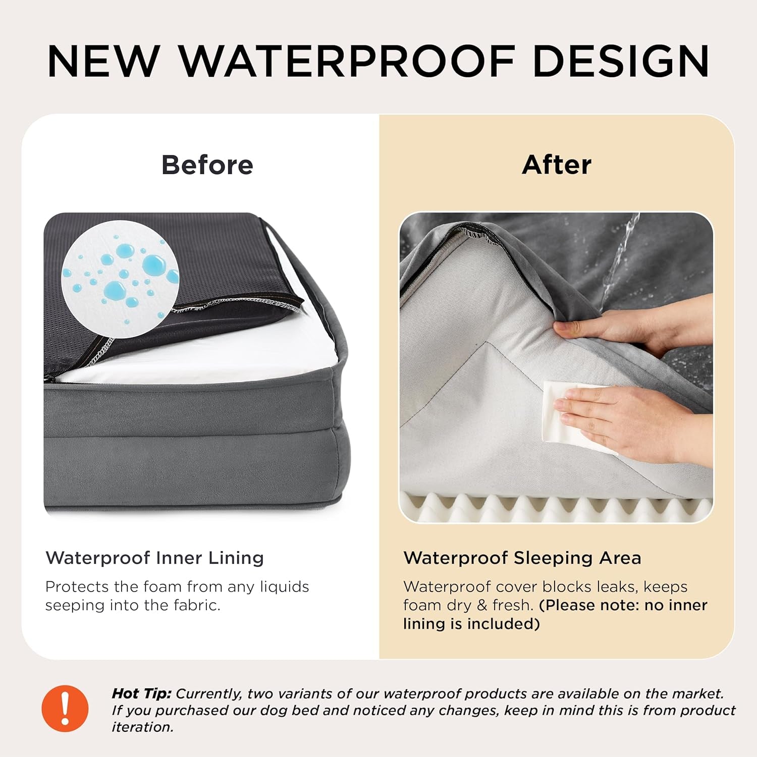 Orthopedic Dog Bed Medium Size Dogs - Washable Medium Dog Cat Bed Waterproof, Comfort Pet Couch Sofa with Washable Removable Cover, Pets Bed with Nonskid Bottom, Grey, 28"